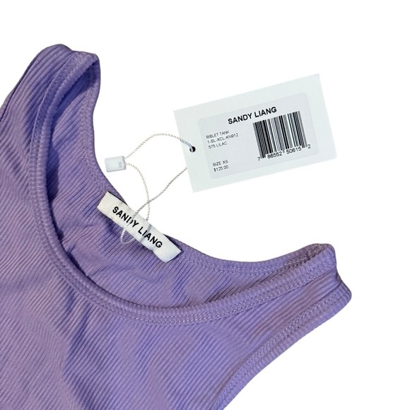 Sandy Liang Riblet Tank in Lilac NWT Size X Small - Picture 4 of 4